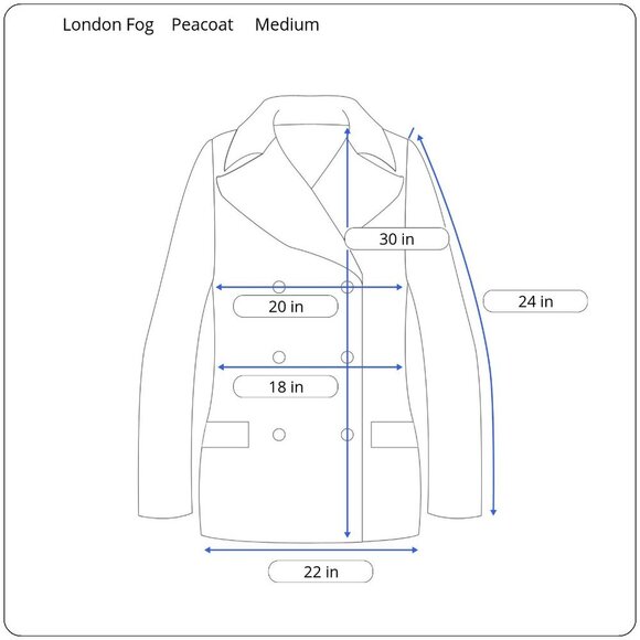 🆕London Fog Med Double-Breasted Wool Blend Peacoat w/Coordinating Fringed Scarf - Picture 3 of 3
